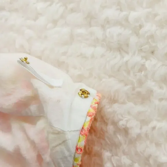 Blouse Lilly Pulitzer Seersucker Orange Yellow Puff Sleeve Coquette Fairy Sz XXS - Picture 16 of 16